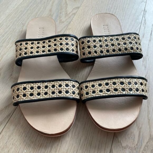 INNÉ Sinta Double Strap Slide Sandals Black Tan Size 7 - Picture 6 of 8